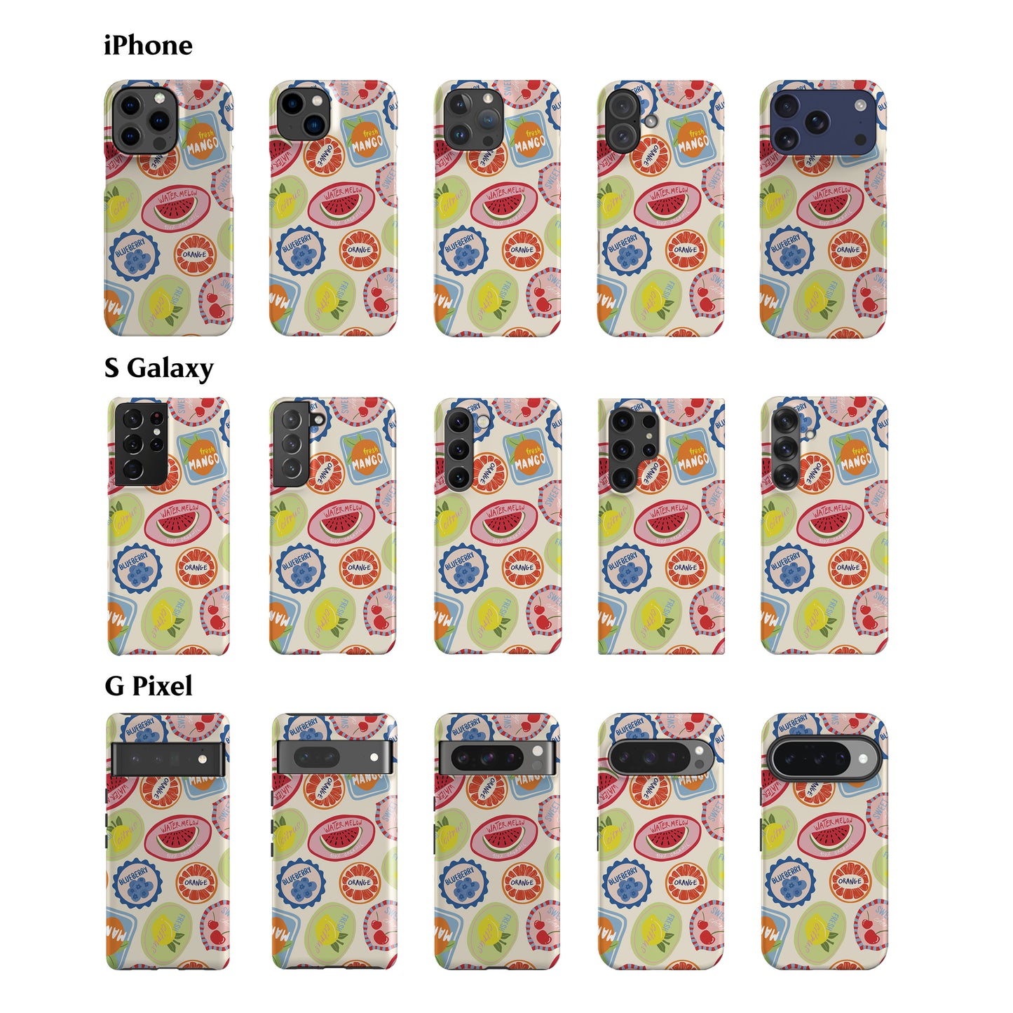 Retro Fruit Stickers Phone Case