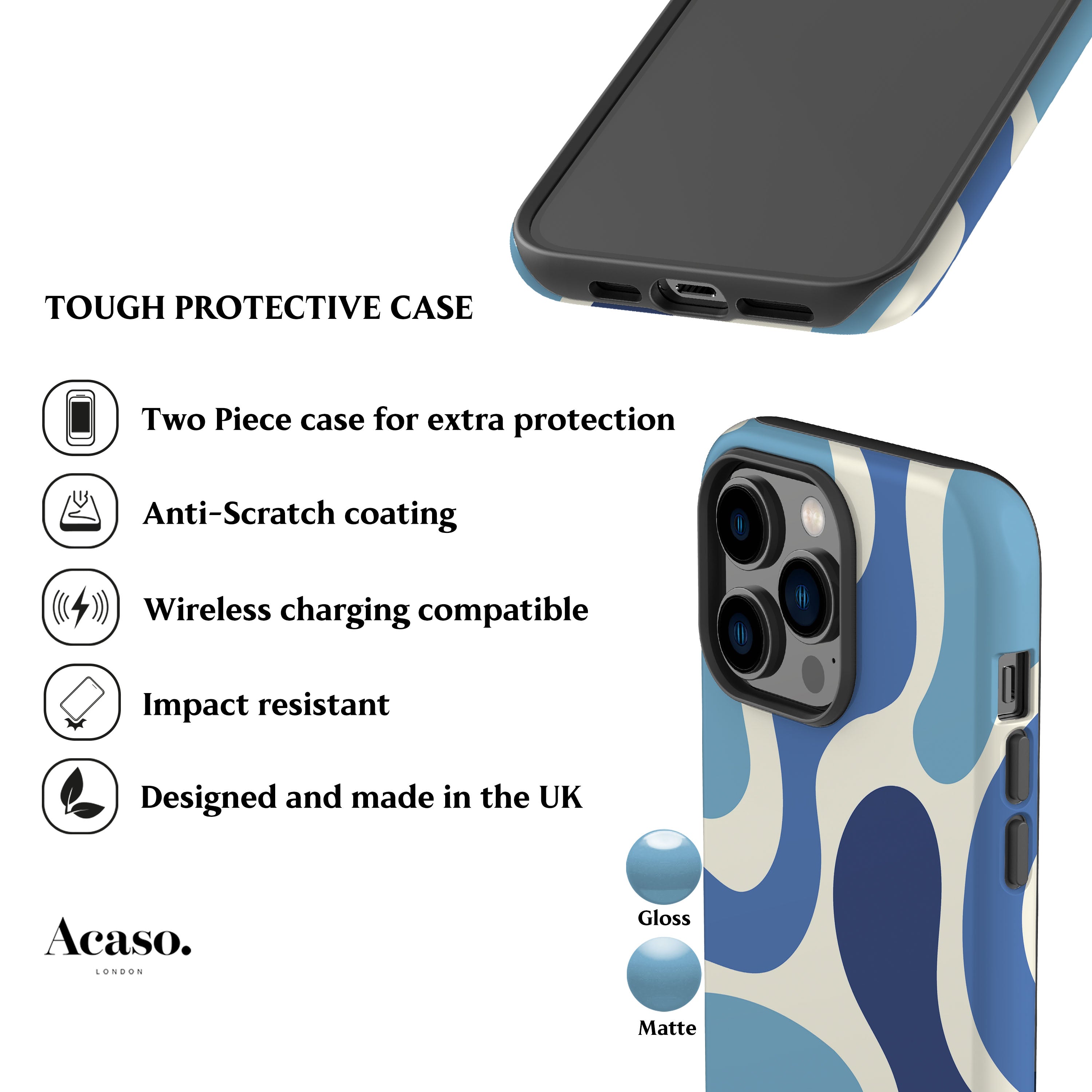 Funky Wave Blue Phone Case
