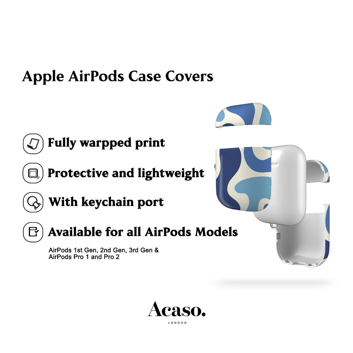 Funky Waves Blue AirPods Case Cover
