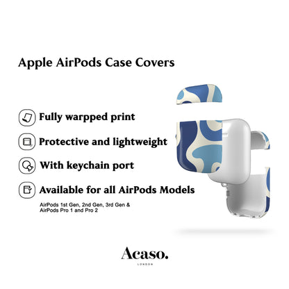 Funky Waves Blue AirPods Case Cover