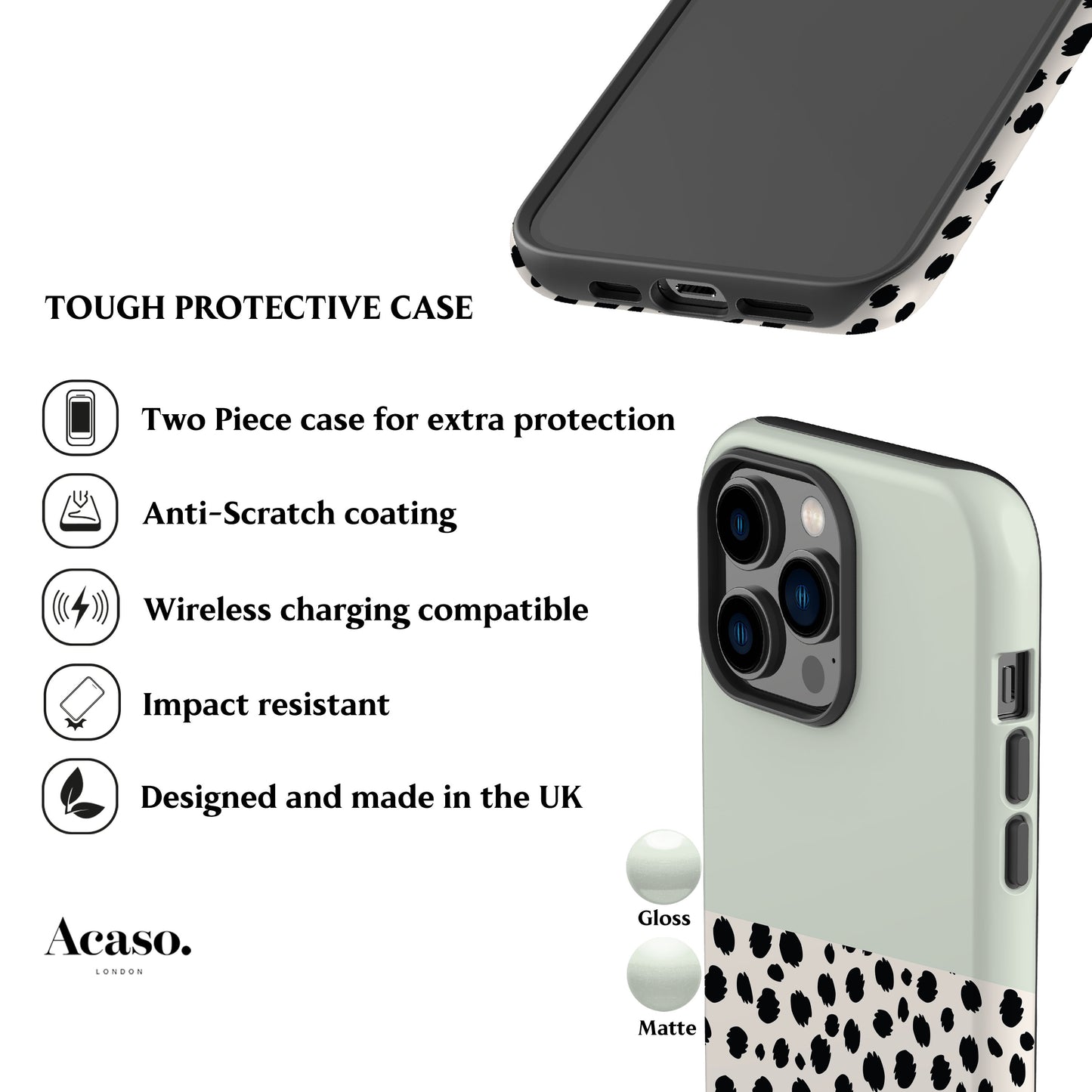 Geo Cheetah Dots Mint Phone Case