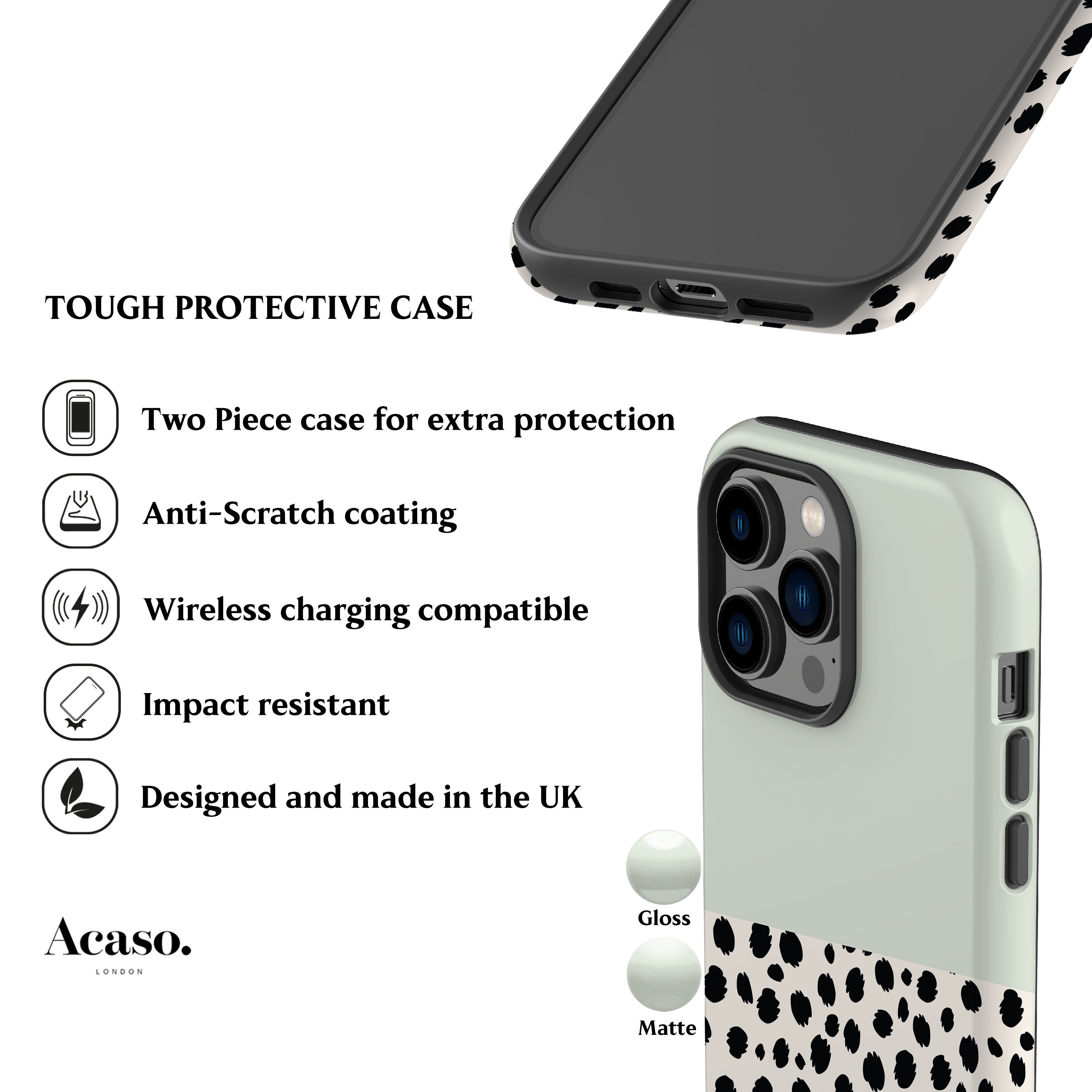 Geo Cheetah Dots Mint Phone Case