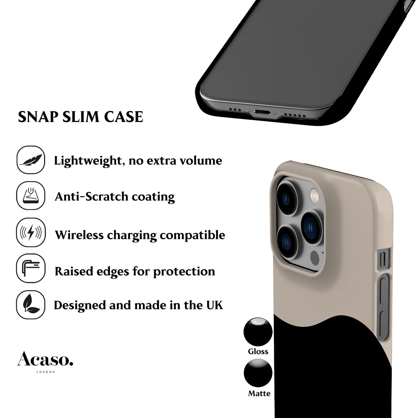 Geo Wave Black Phone Case