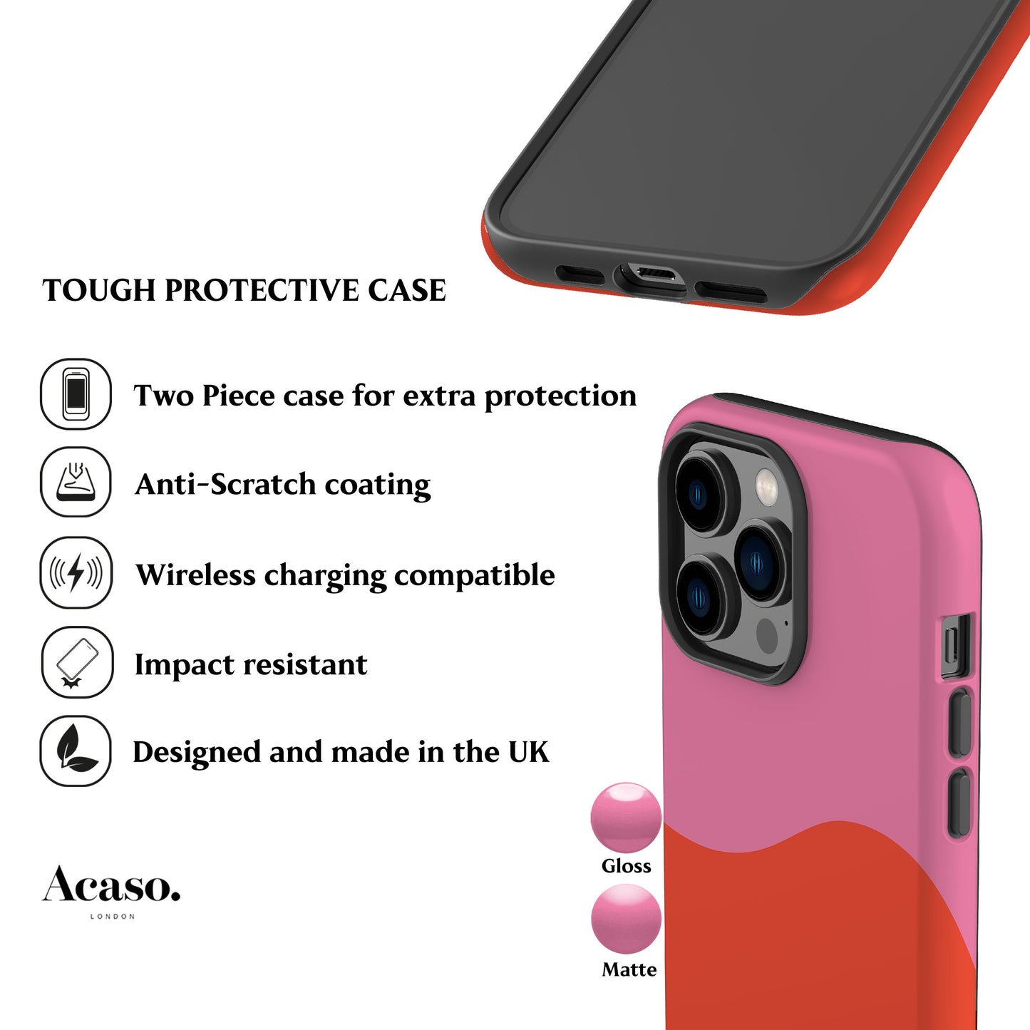 Geo Wave Red Phone Case