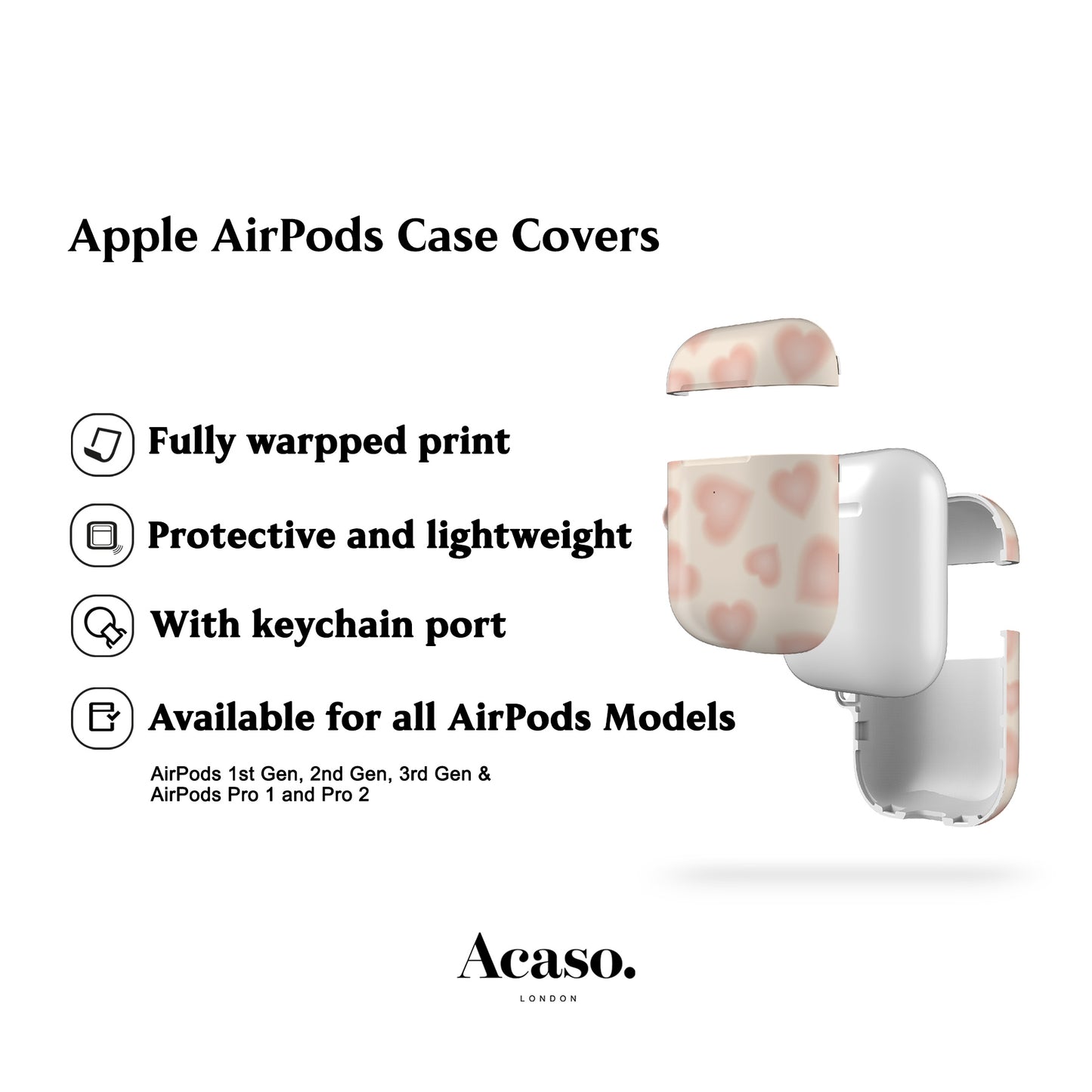 Gradient Hearts AirPods Case Cover
