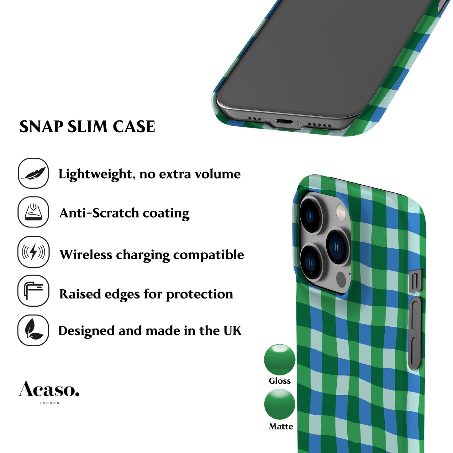 Green Blue Plaid Phone Case