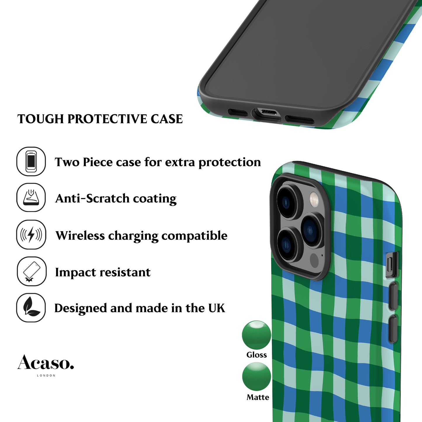 Green Blue Plaid Phone Case