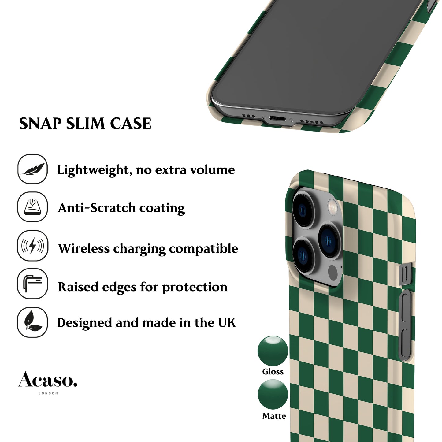 Green Hope Checkered Phone Case