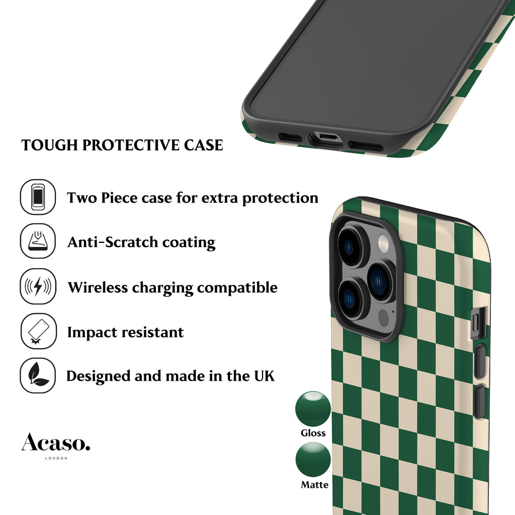 Green Hope Checkered Phone Case