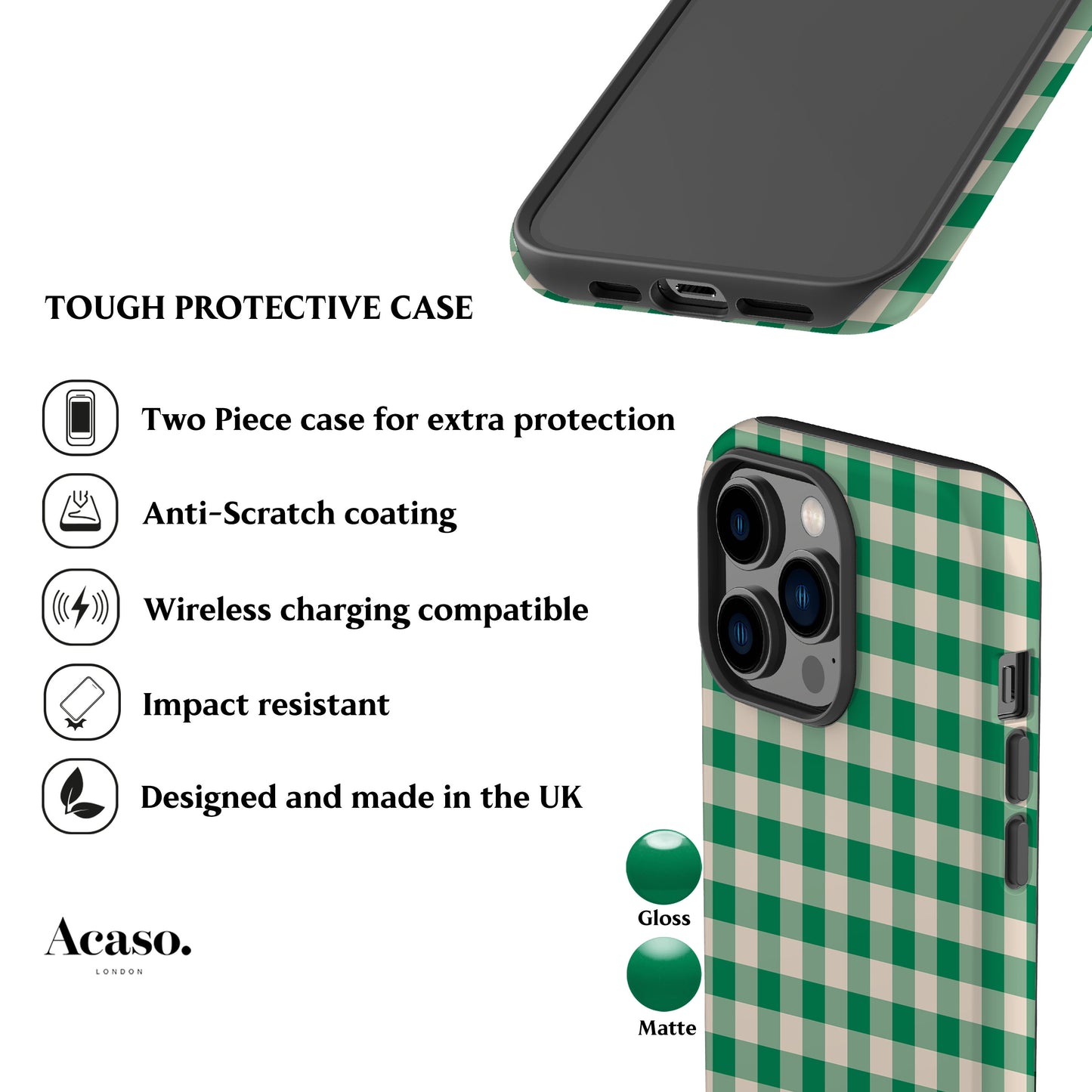 Green Hope Plaid Phone Case
