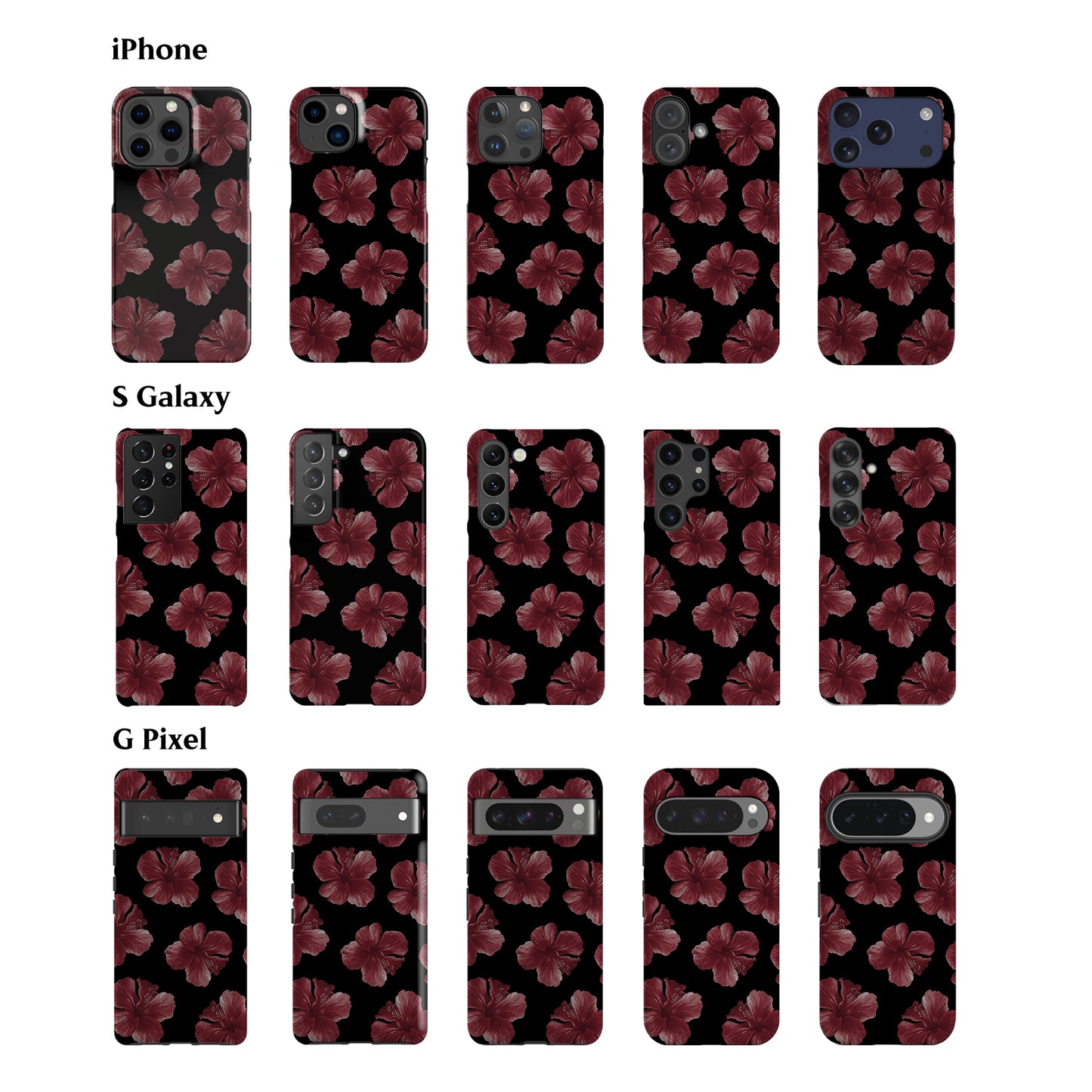 Hibiscus Black Phone Case