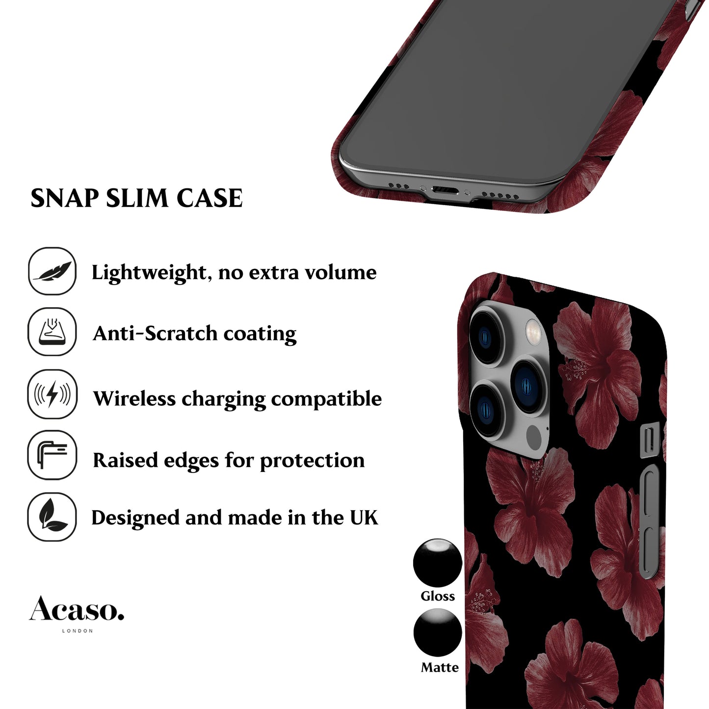 Hibiscus Black Phone Case