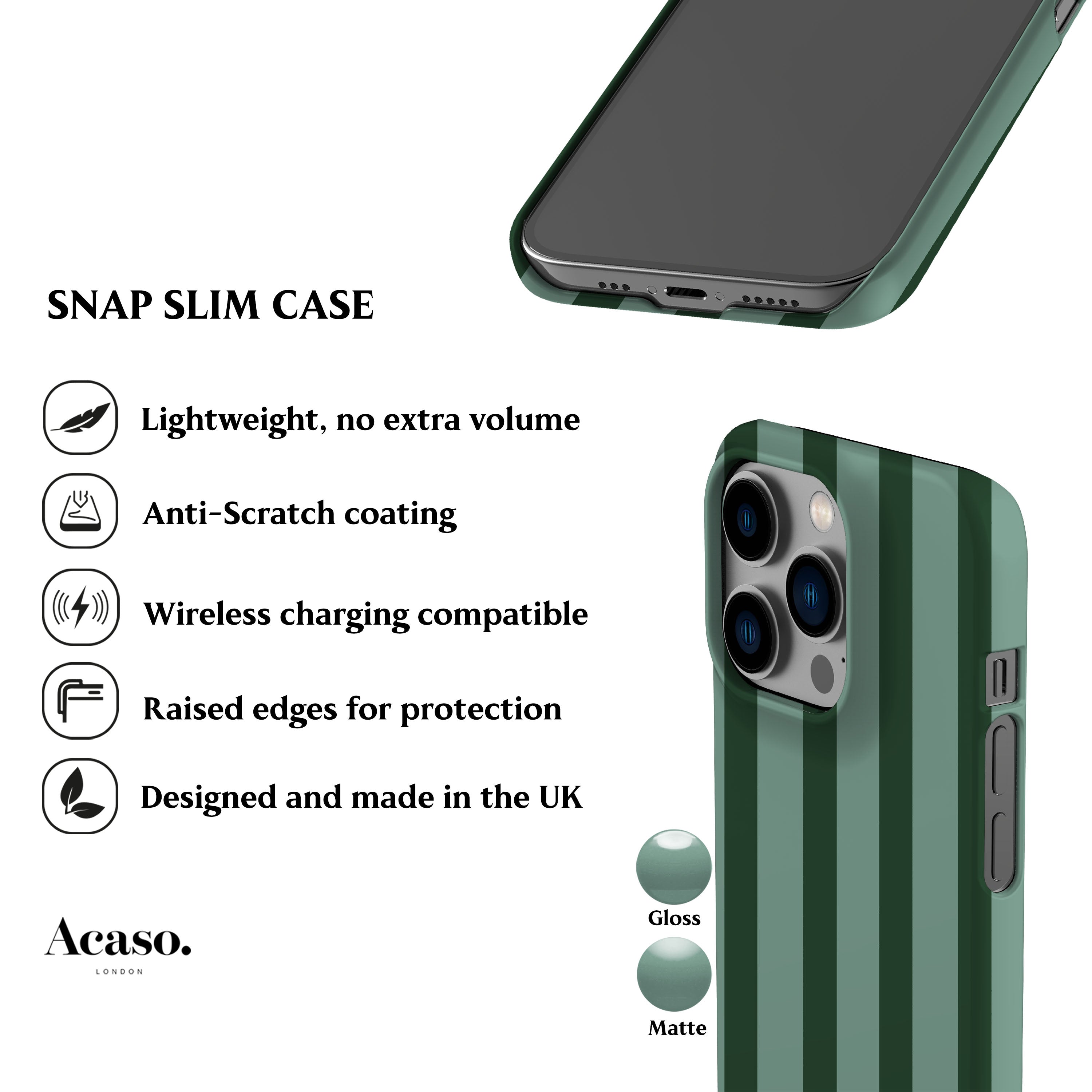 Mint Green Striped Phone Case