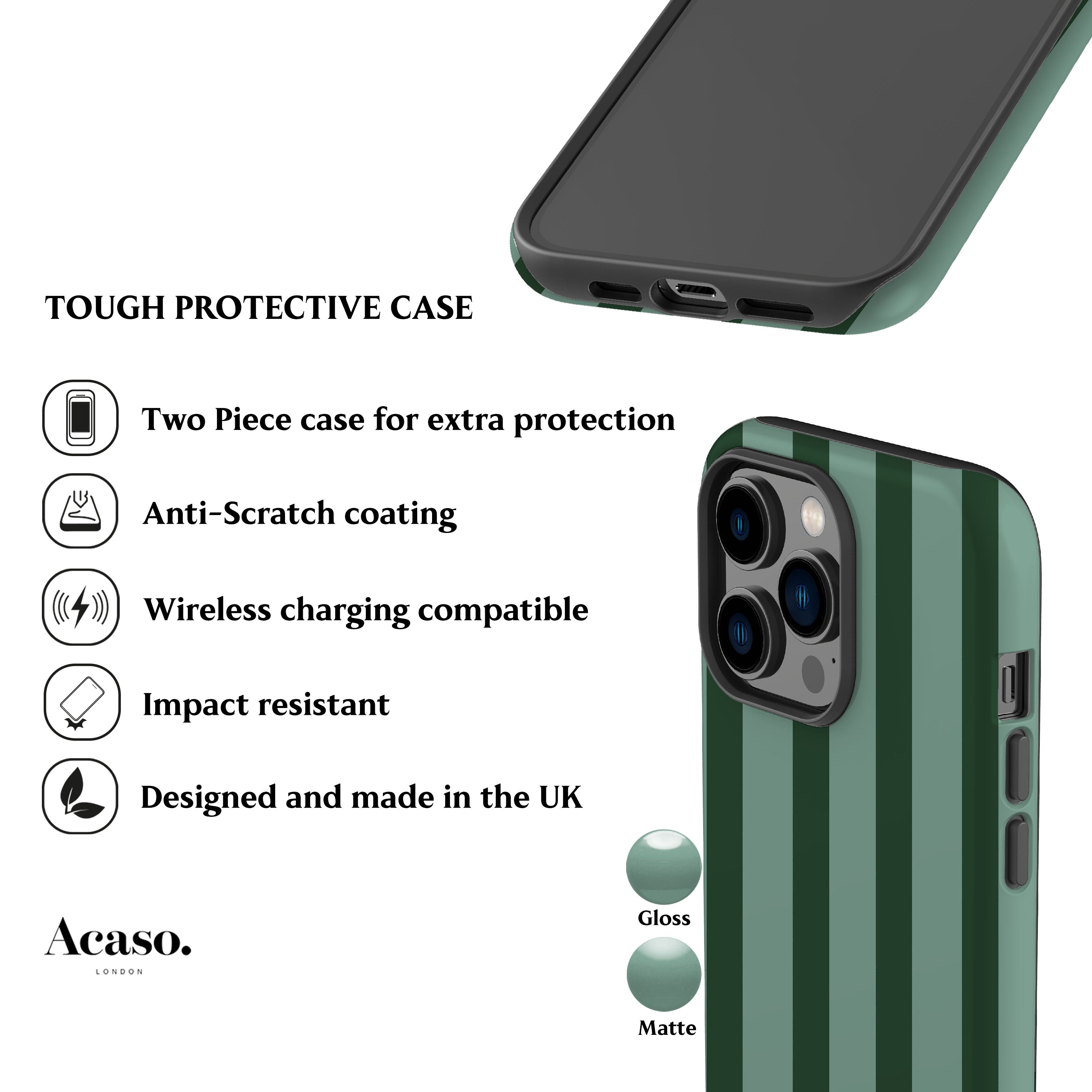 Mint Green Striped Phone Case