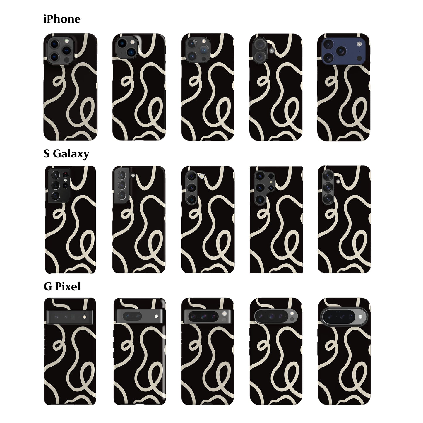 Ink Lines Black Phone Case