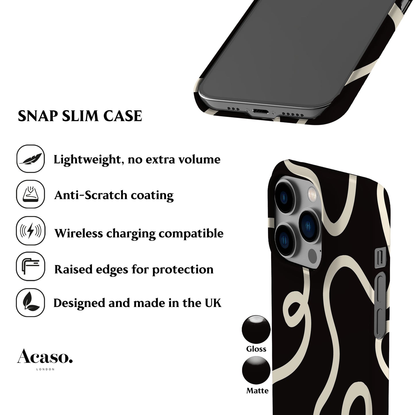 Ink Lines Black Phone Case