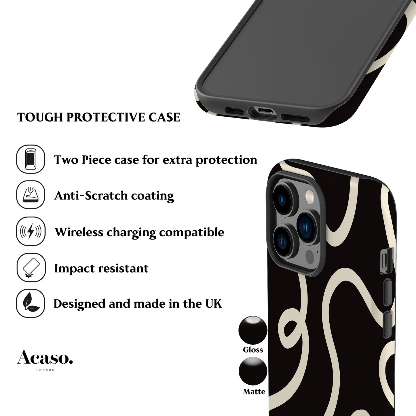 Ink Lines Black Phone Case