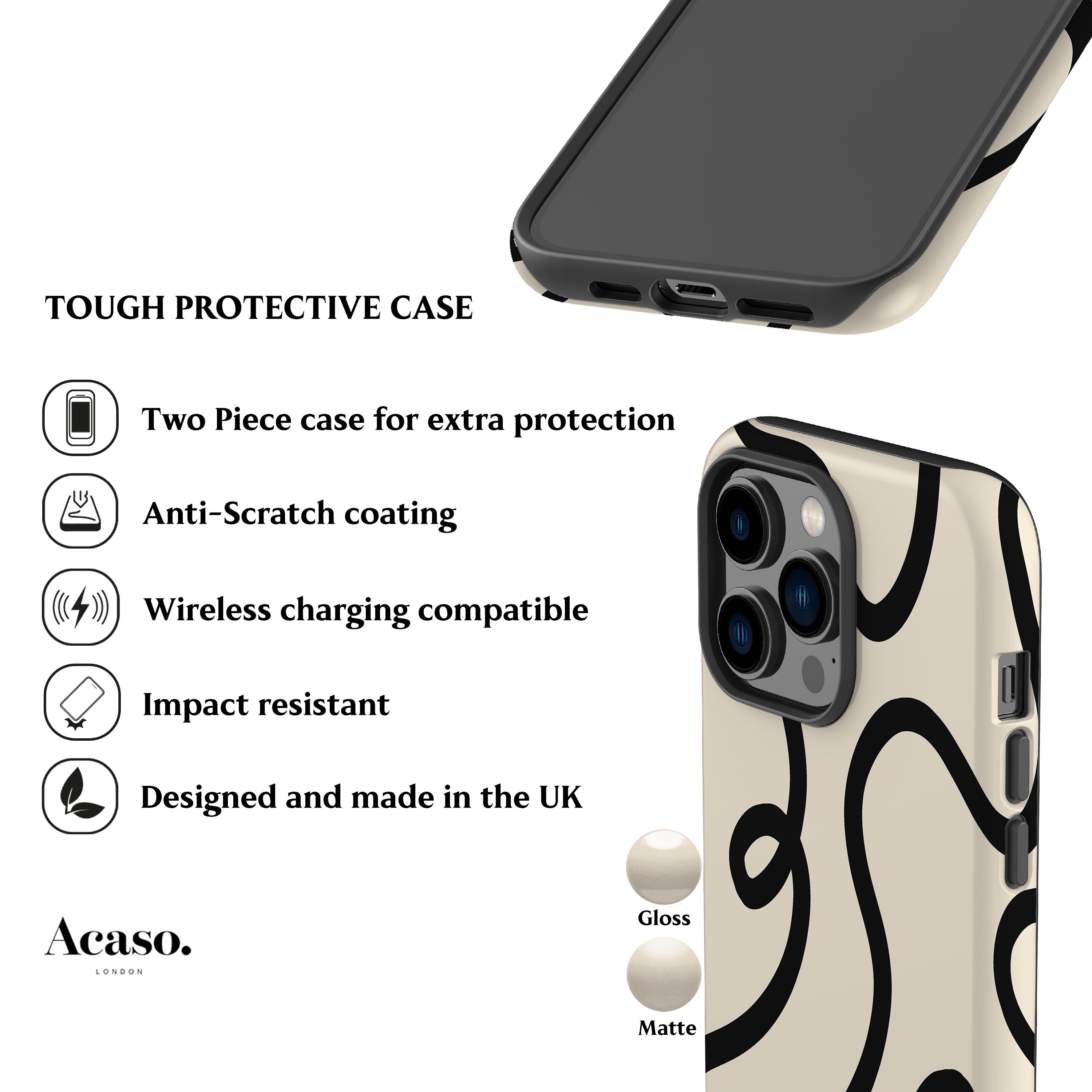 Ink Lines White Phone Case