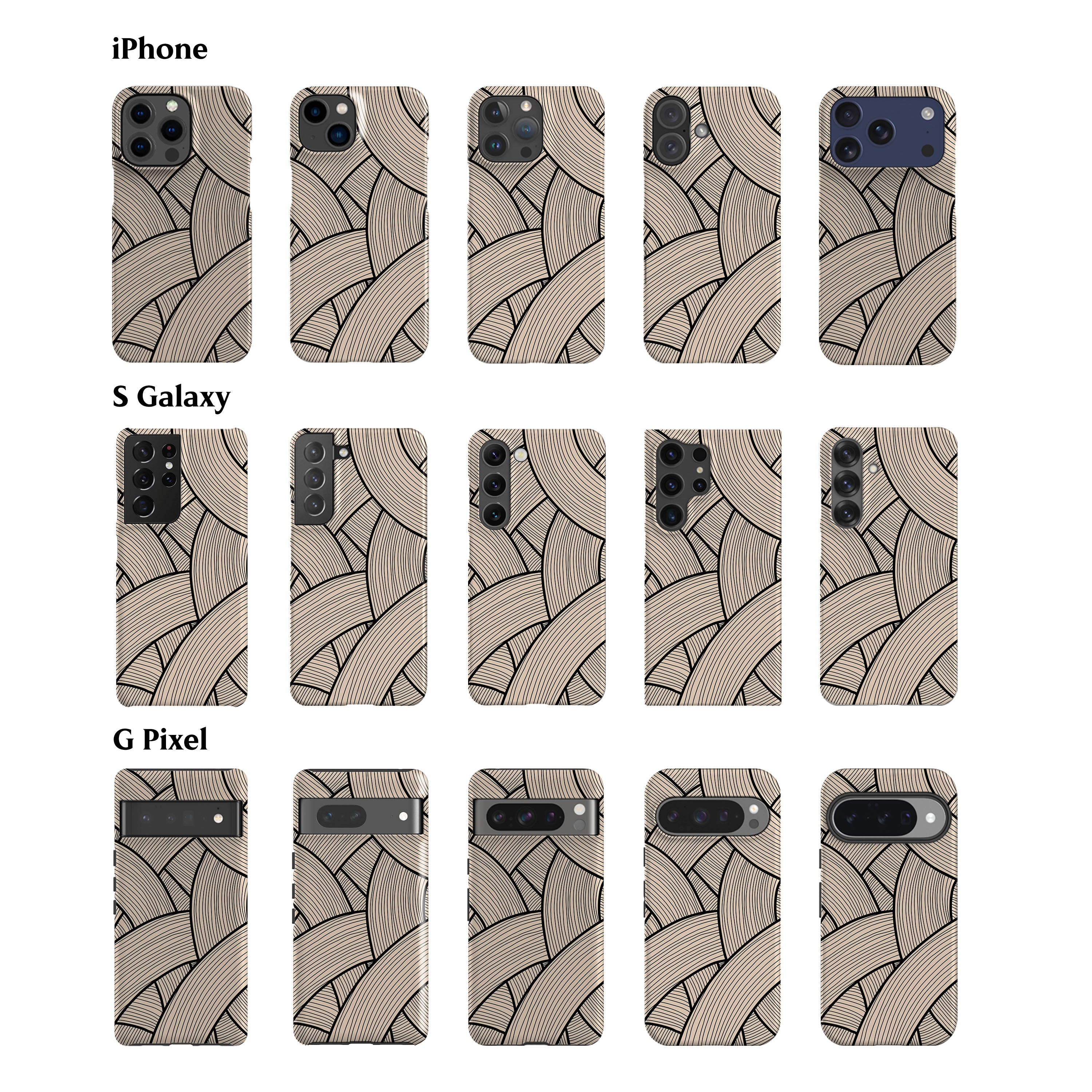 Japanese Line Art Beige Phone Case