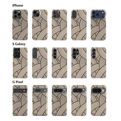 Japanese Line Art Beige Phone Case