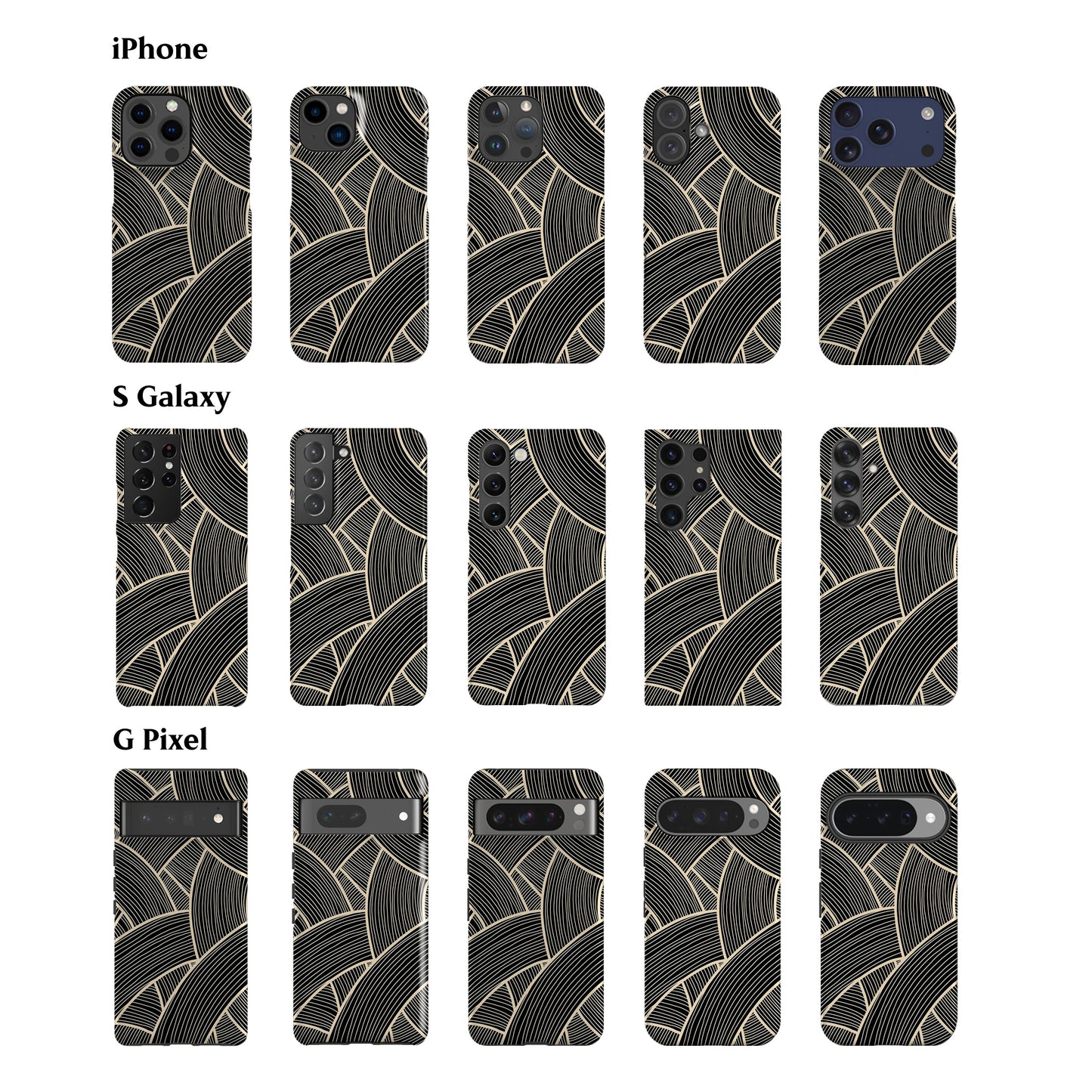 Japanese Line Art Black Phone Case