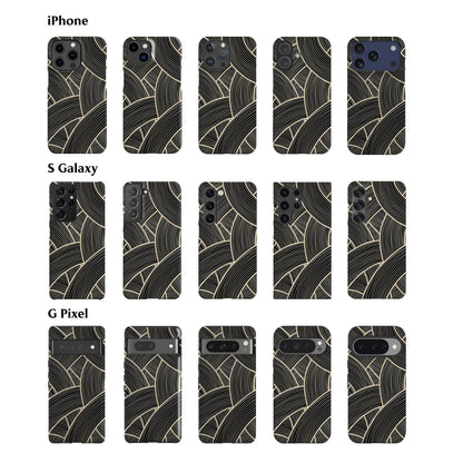 Japanese Line Art Black Phone Case
