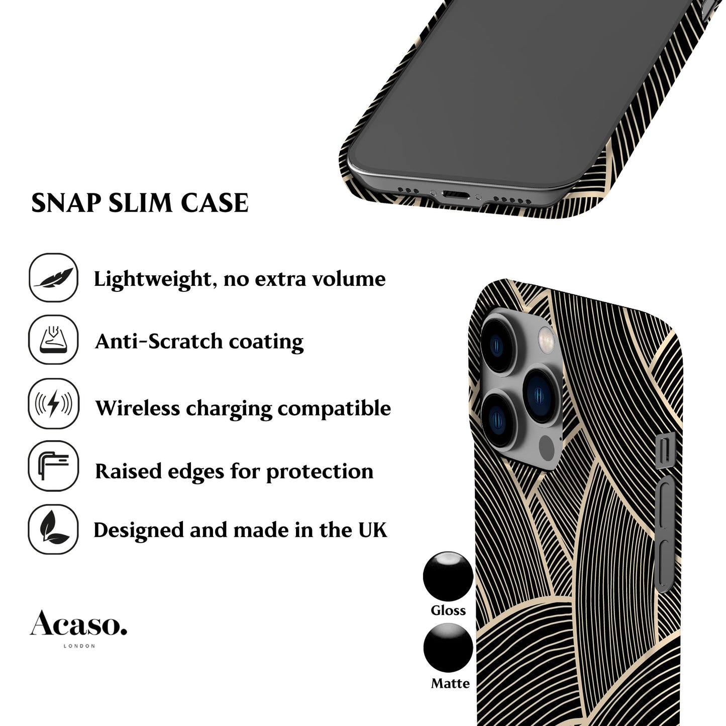 Japanese Line Art Black Phone Case