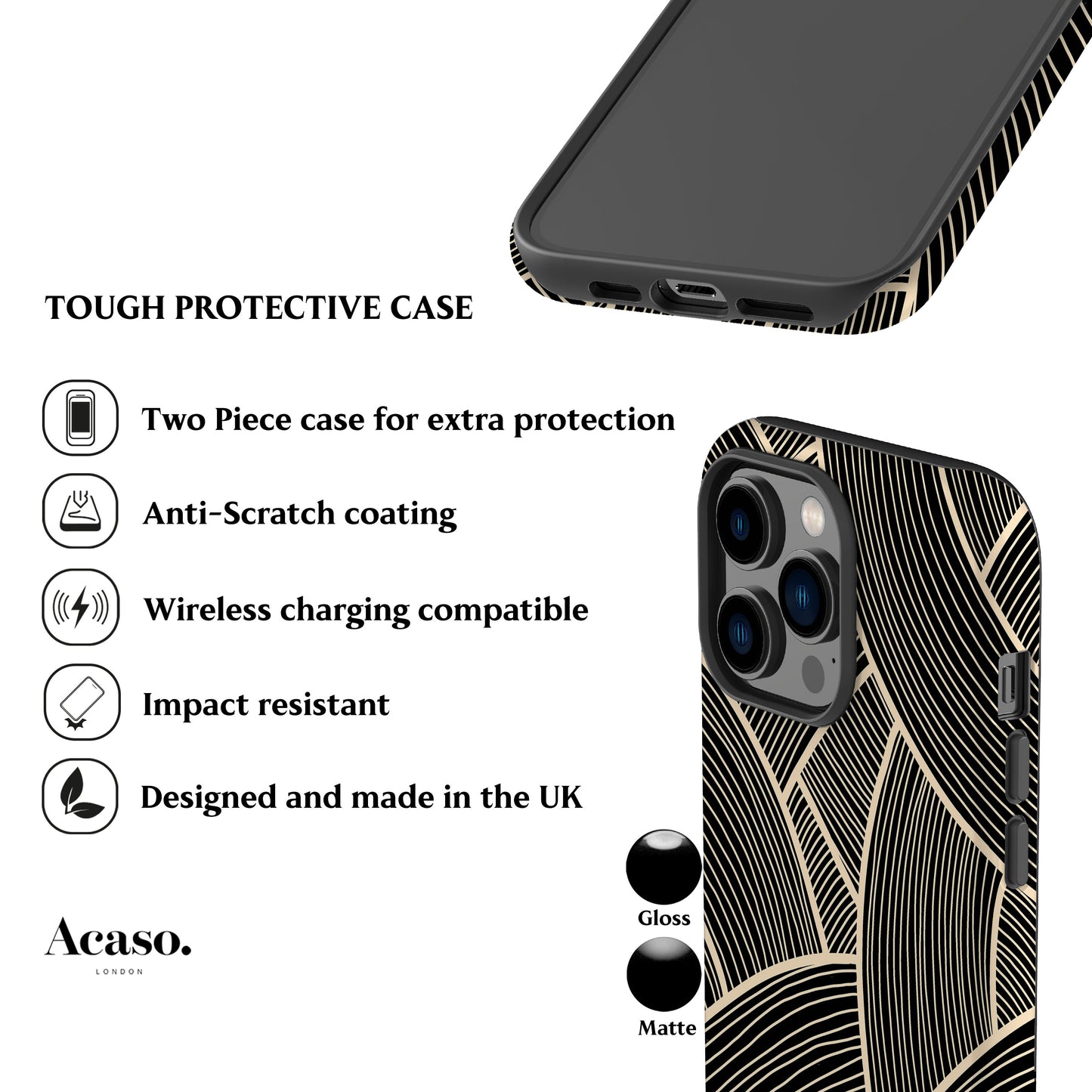 Japanese Line Art Black Phone Case