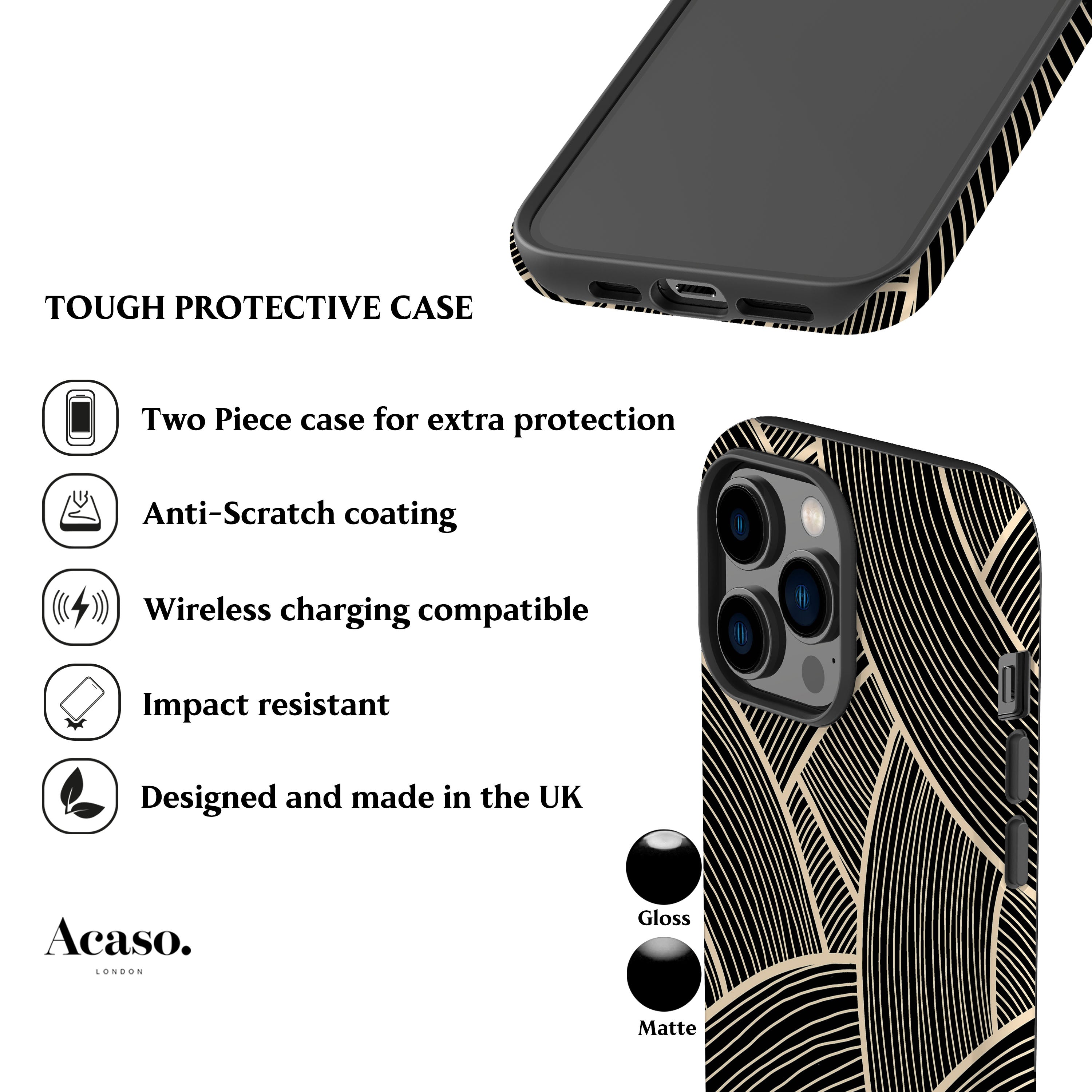 Japanese Line Art Black Phone Case