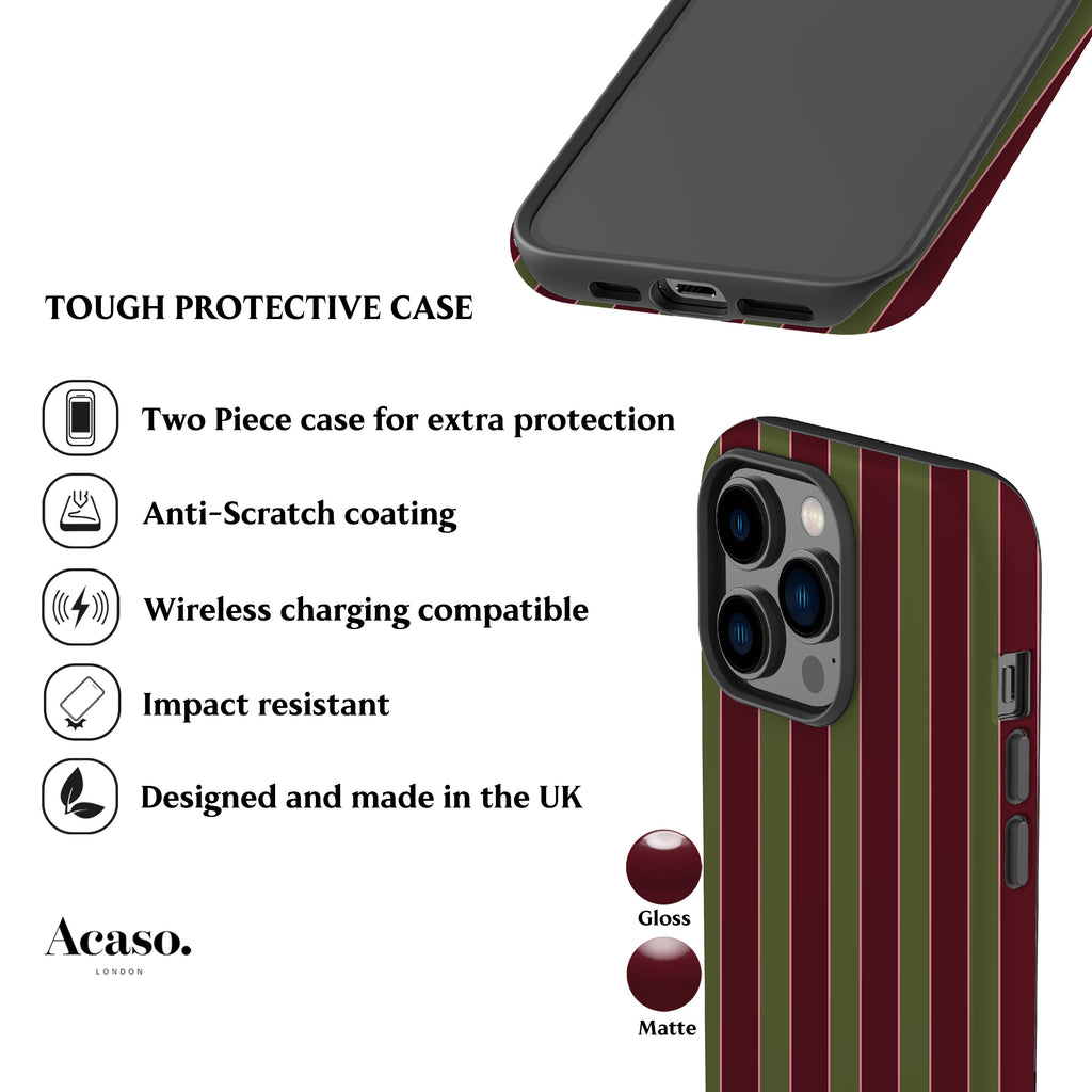 Jolly Maroon Green Stripes Phone Case