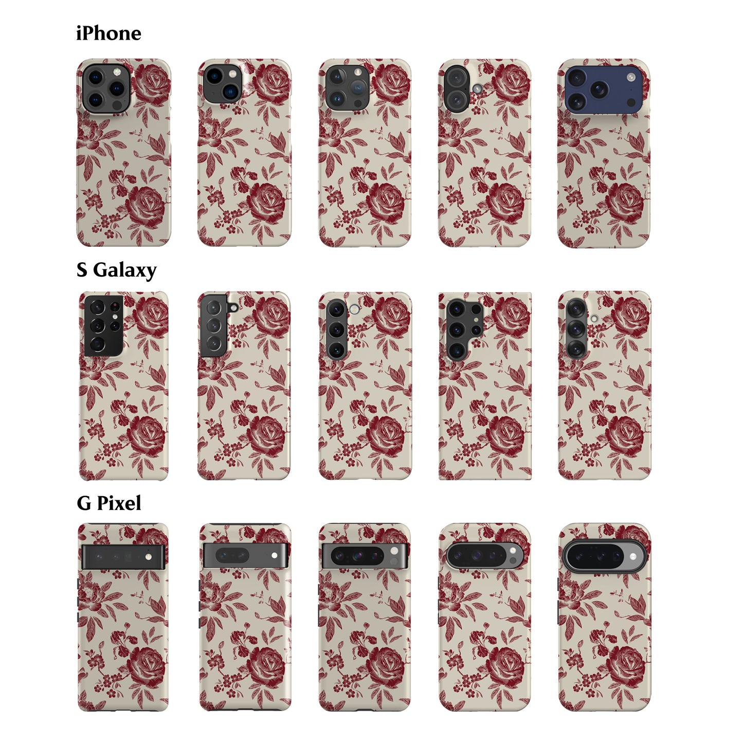 Jouy Maroon Flowers Phone Case