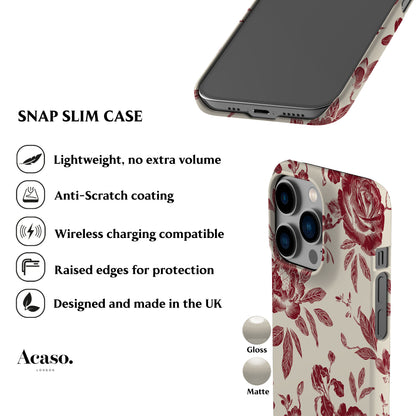Jouy Maroon Flowers Phone Case