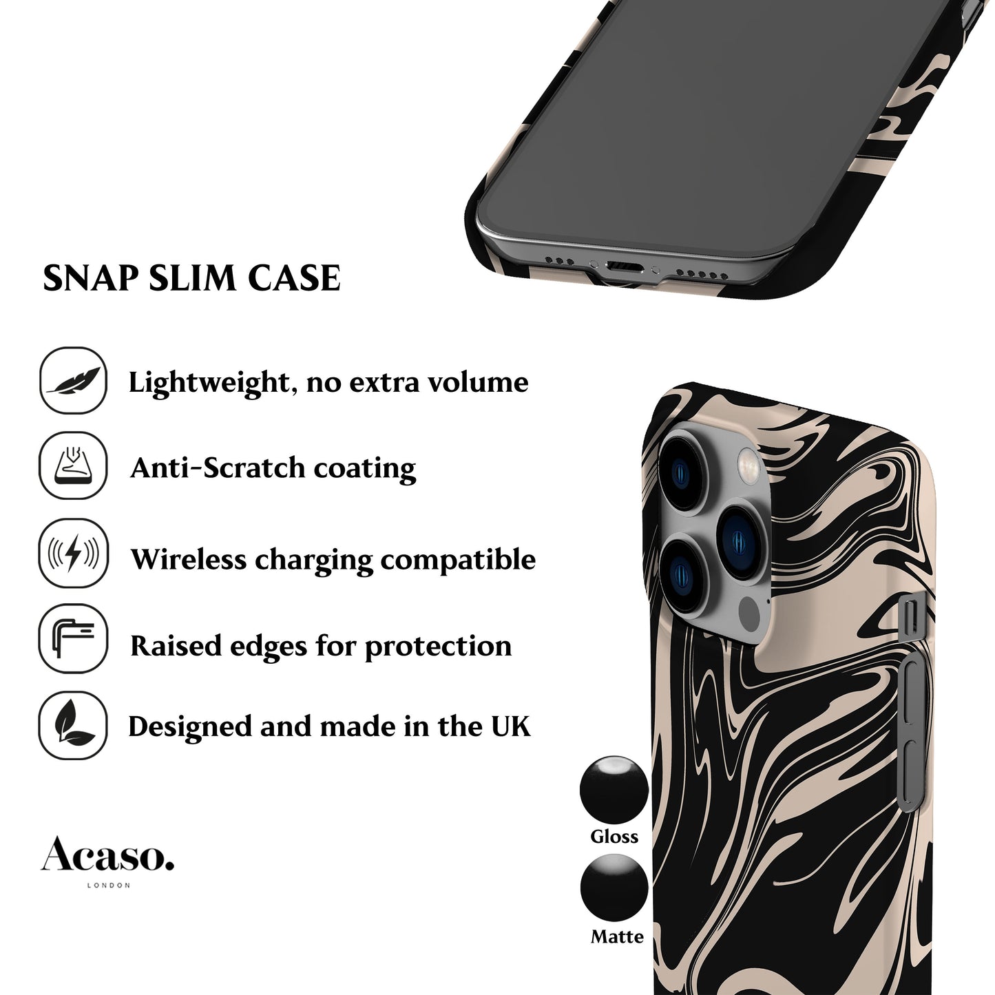 Juin Marble Black Phone Case