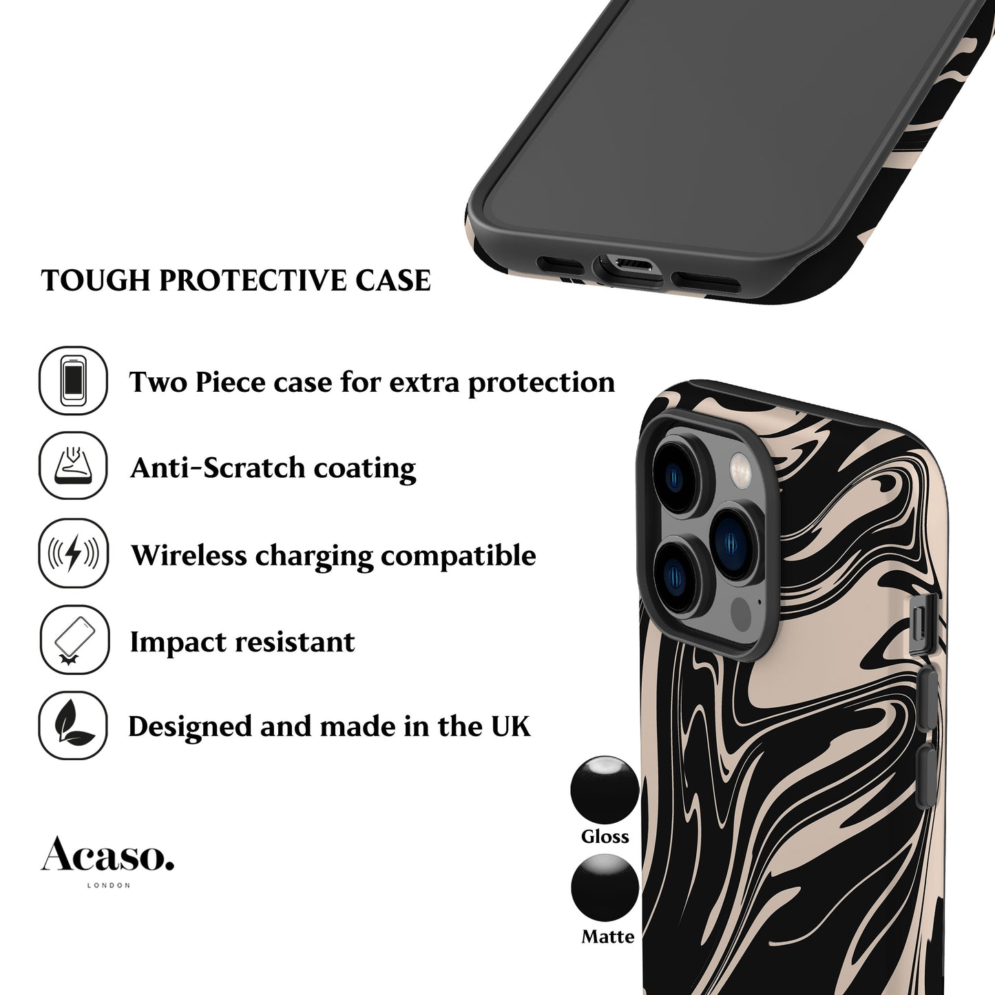 Juin Marble Black Phone Case