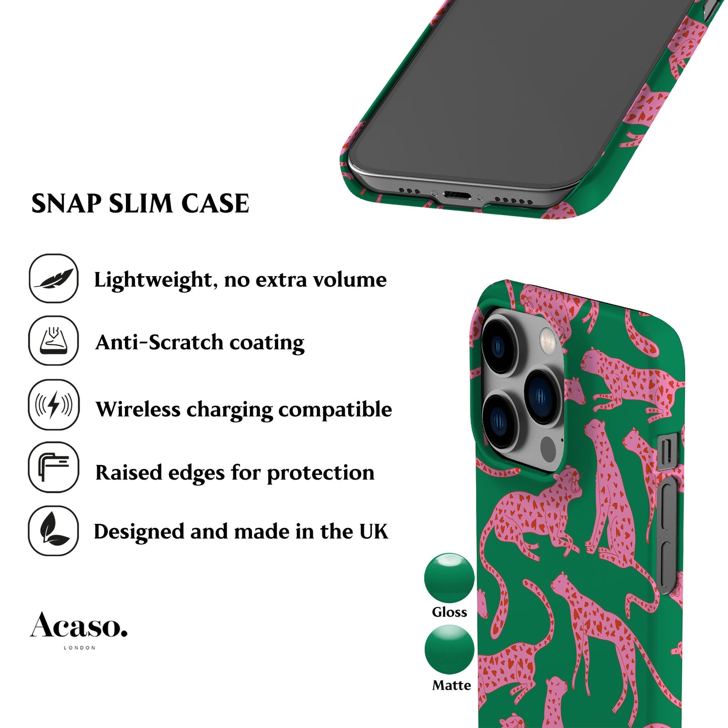 Green Hearted Cheetah Phone Case