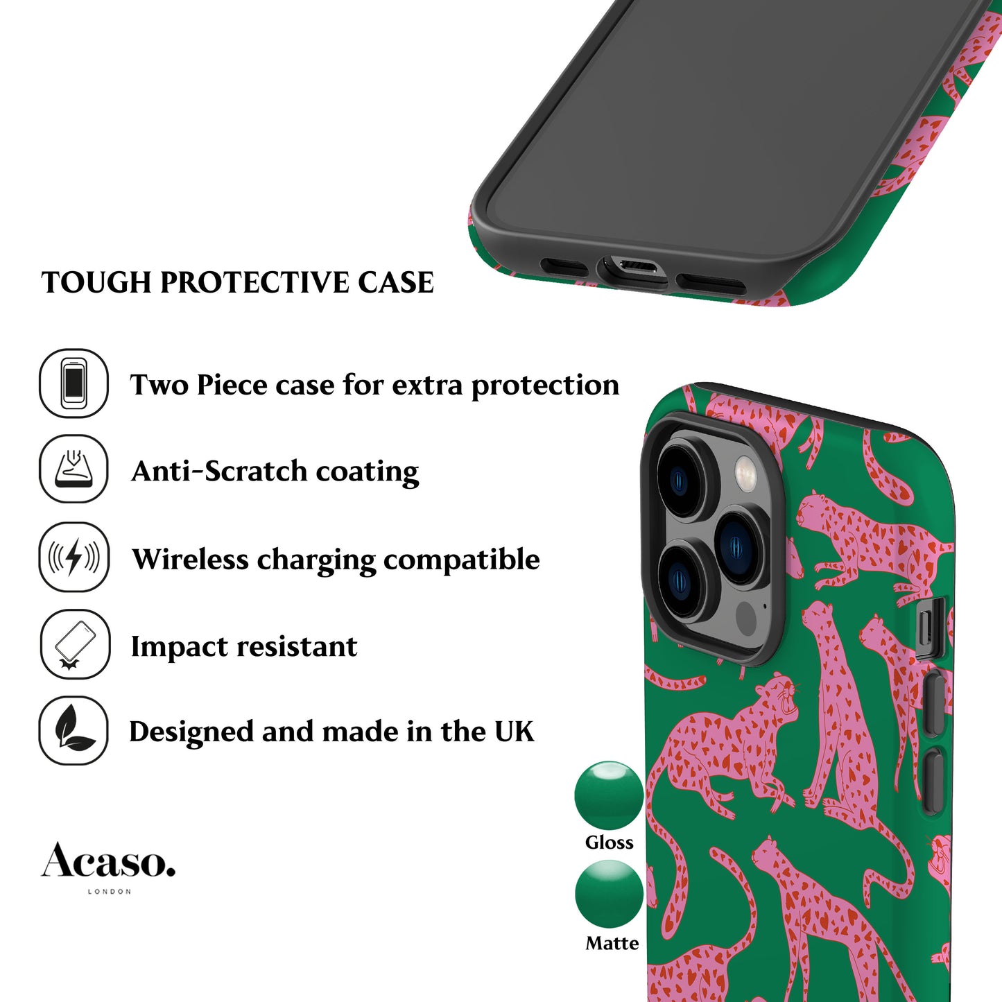 Green Hearted Cheetah Phone Case