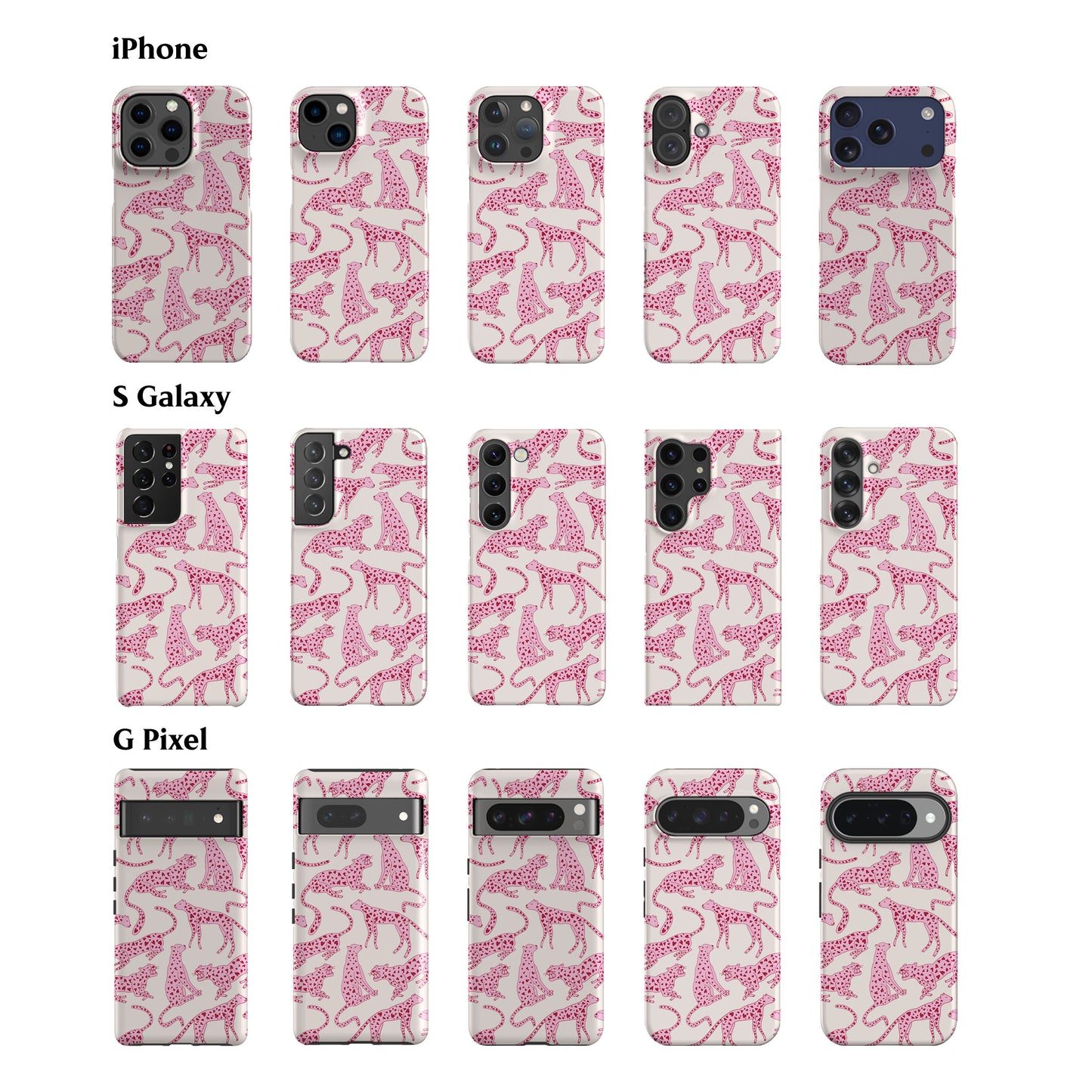 Pink Hearted Cheetah Phone Case