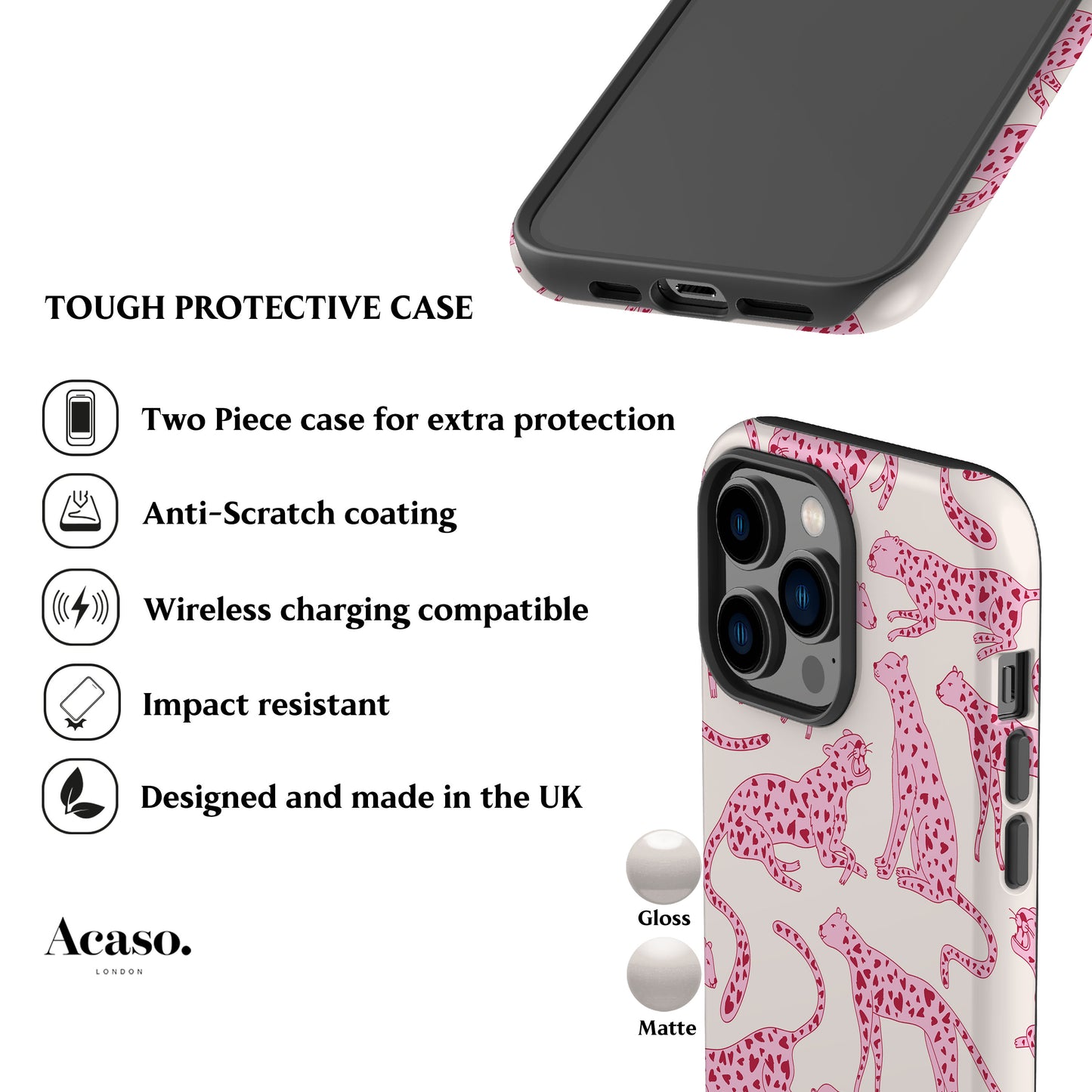 Pink Hearted Cheetah Phone Case