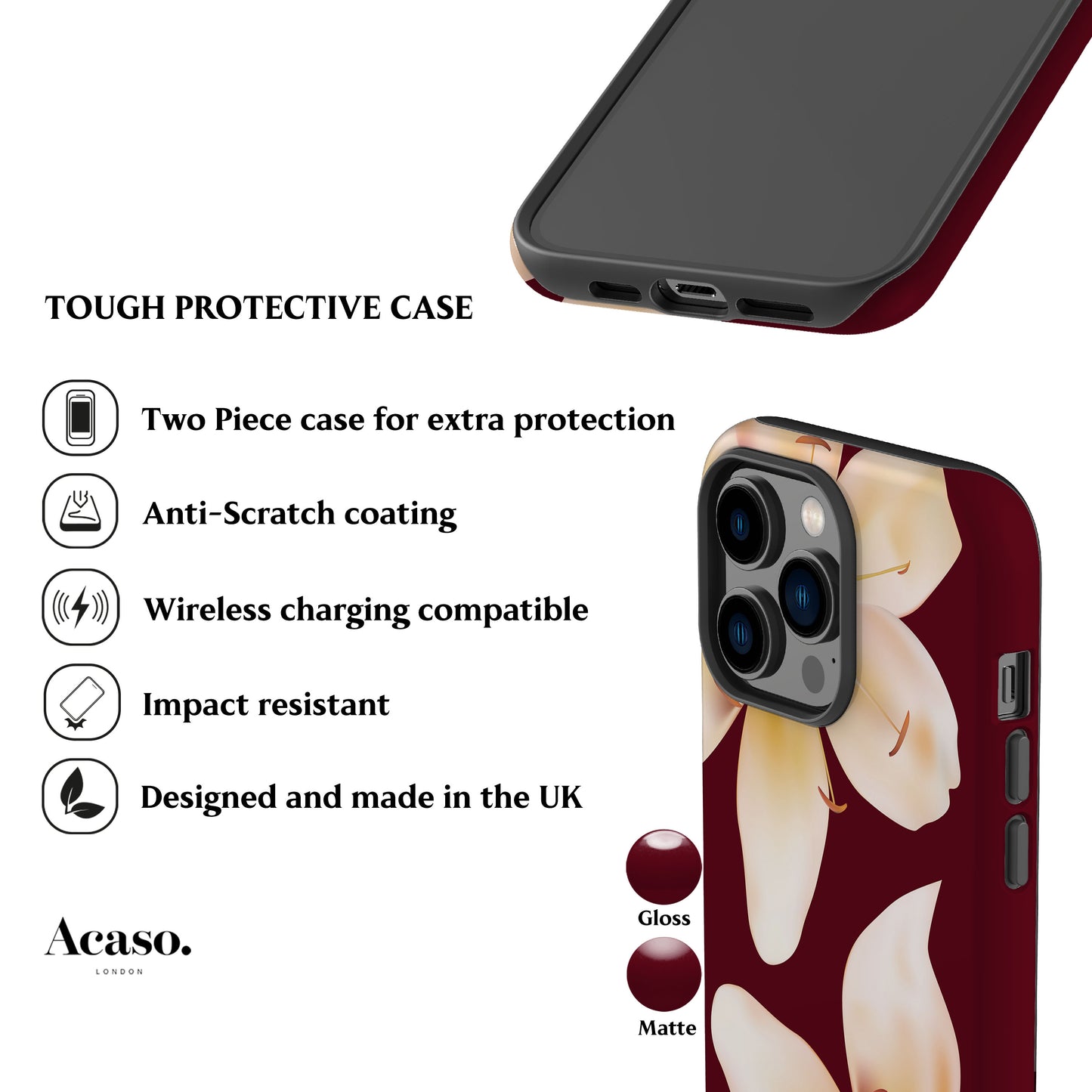 Lily Flower Maroon Phone Case