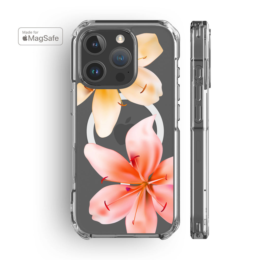 Lily Flowers Clear MagSafe iPhone Case