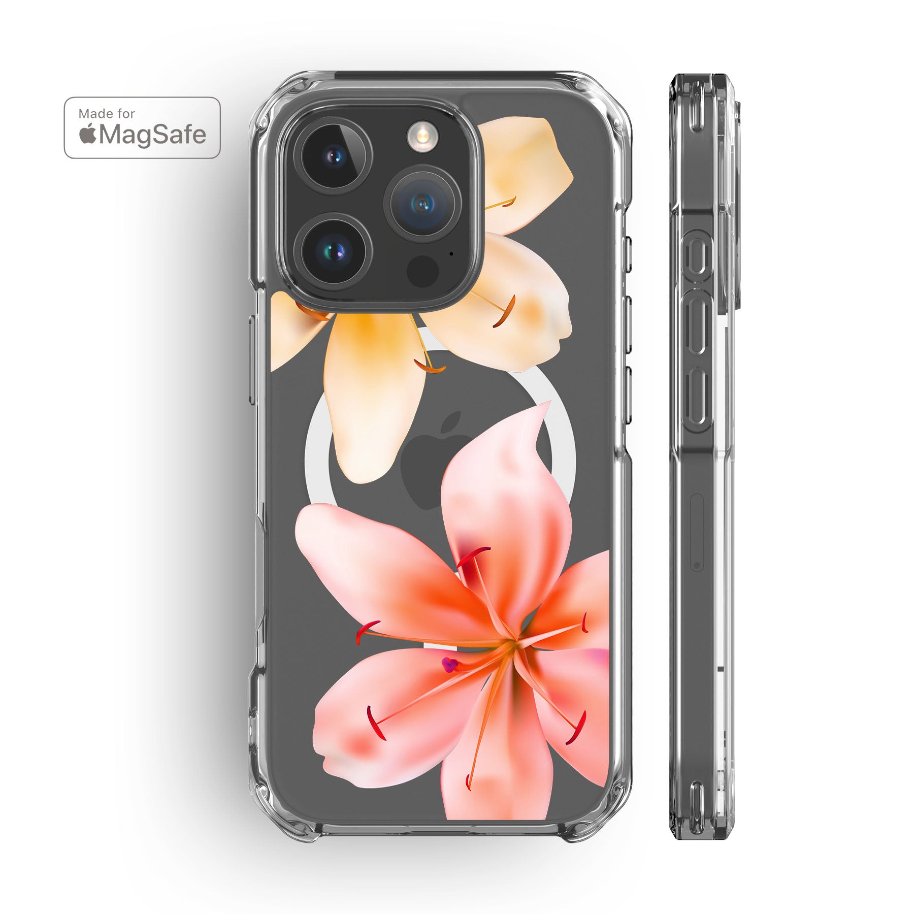 Lily Flowers Clear MagSafe iPhone Case