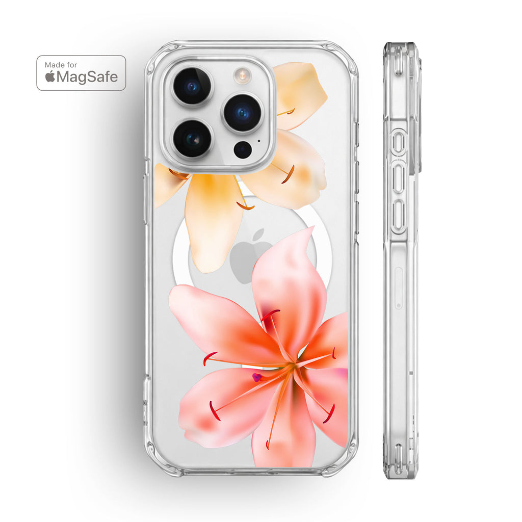 Lily Flowers Clear MagSafe iPhone Case