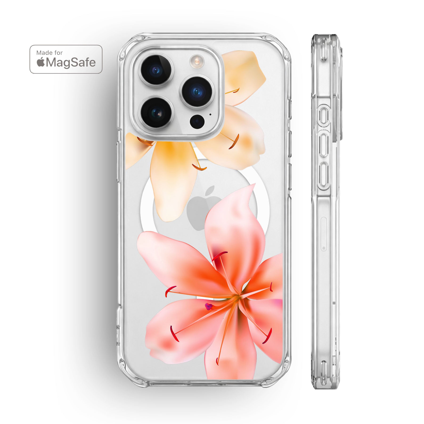 Lily Flowers Clear MagSafe iPhone Case
