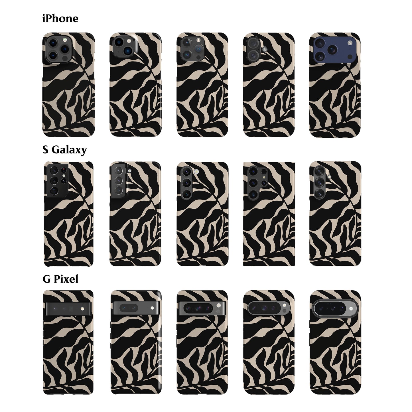 Abstract Black Leaf Phone Case