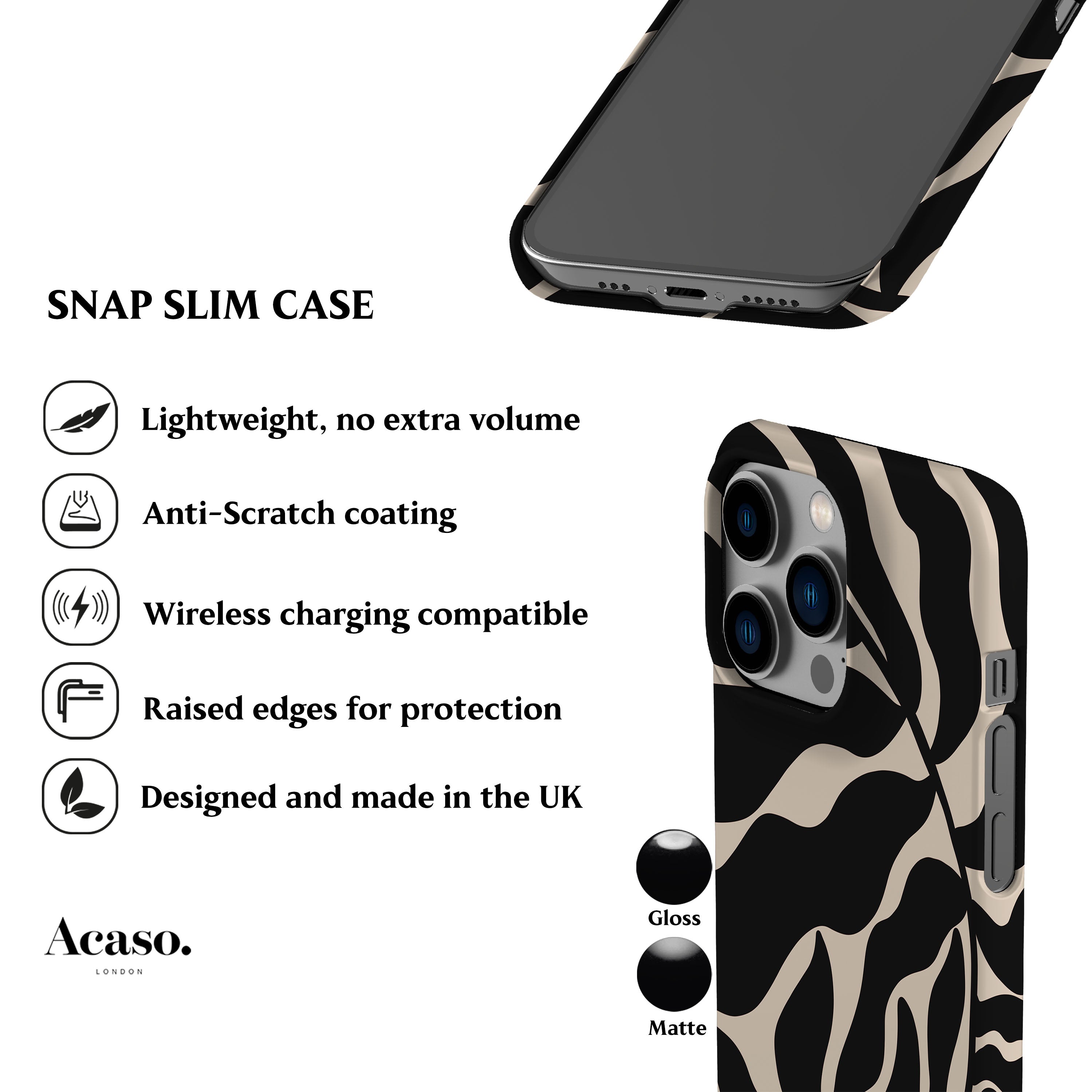 Abstract Black Leaf Phone Case