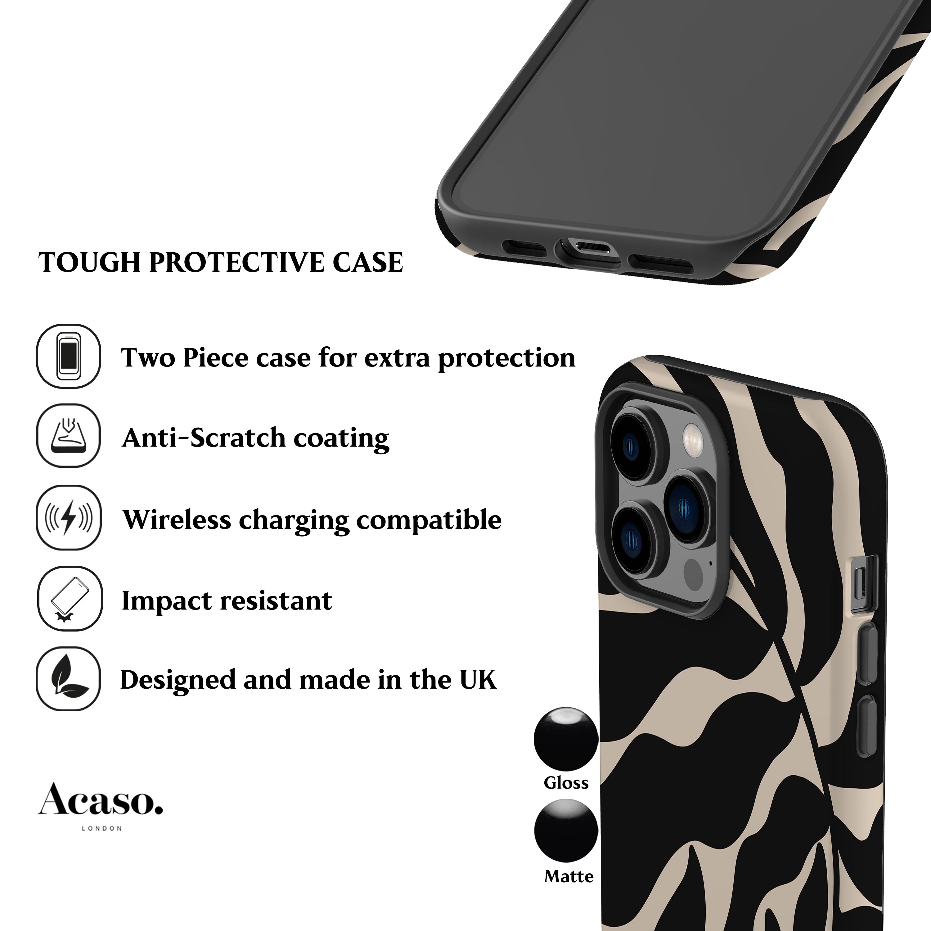 Abstract Black Leaf Phone Case
