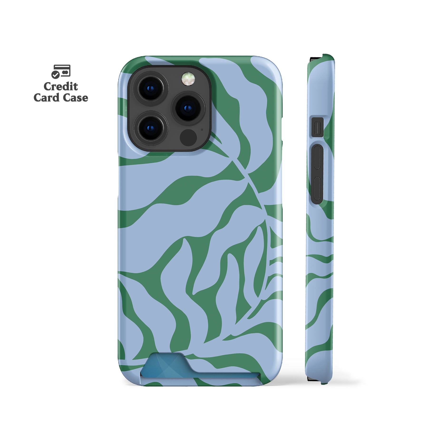 Blue Leafy Card Case