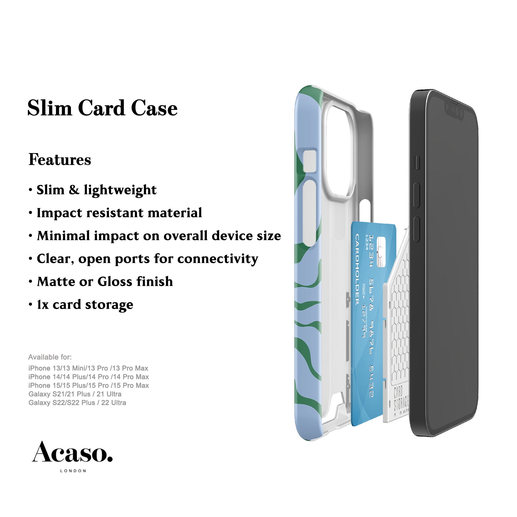 Blue Leafy Card Case