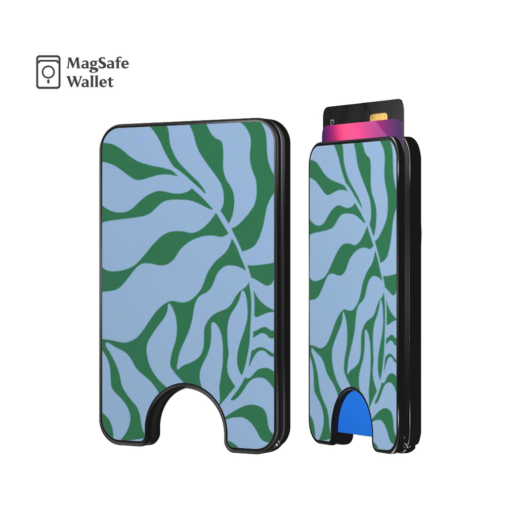Abstract Blue Leafy Magnetic Phone Wallet
