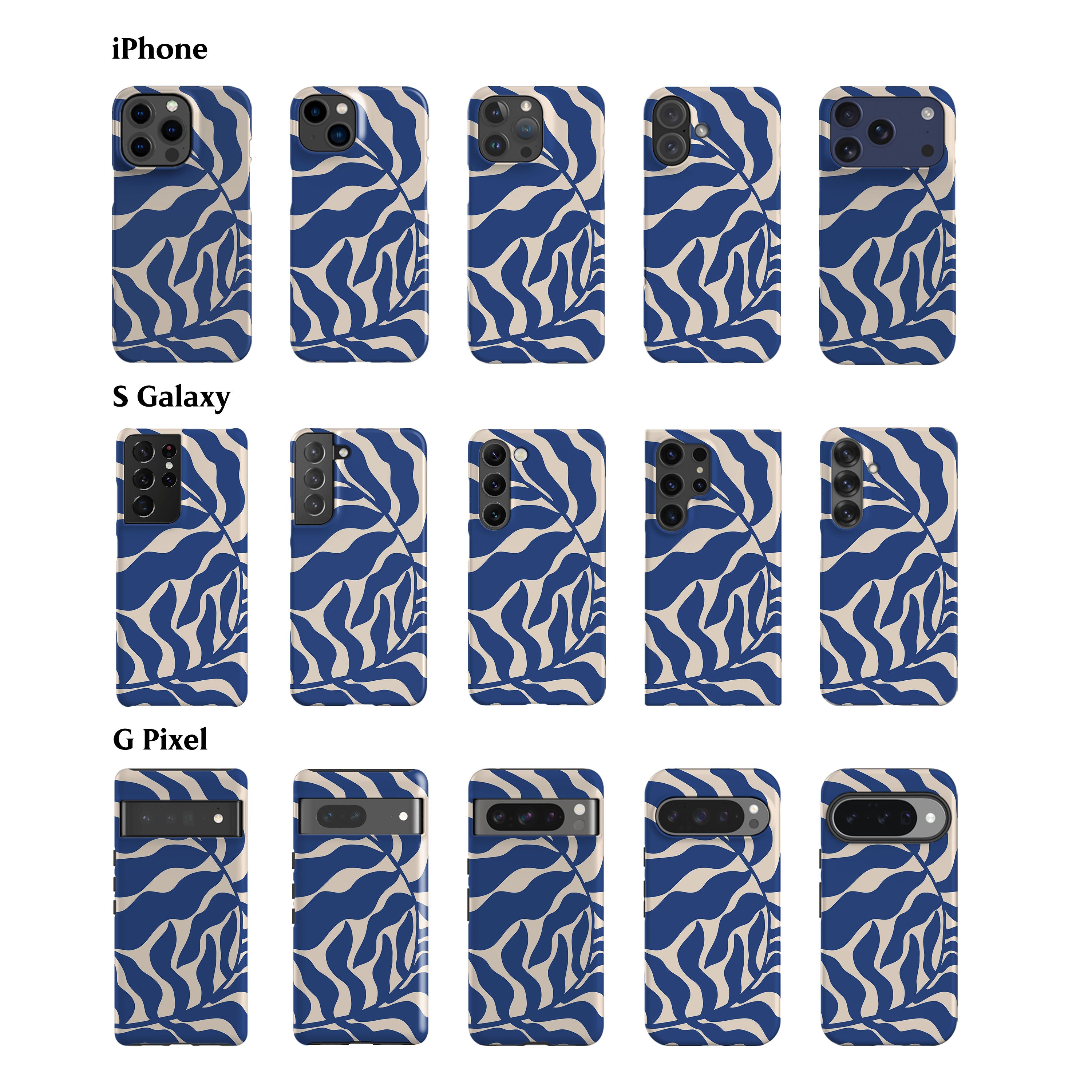Abstract Blue Leaf Phone Case